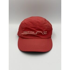 Vineyard Vines Red 7-Panel Whale Logo Hat Cap Adjustable Lightweight Polyester
